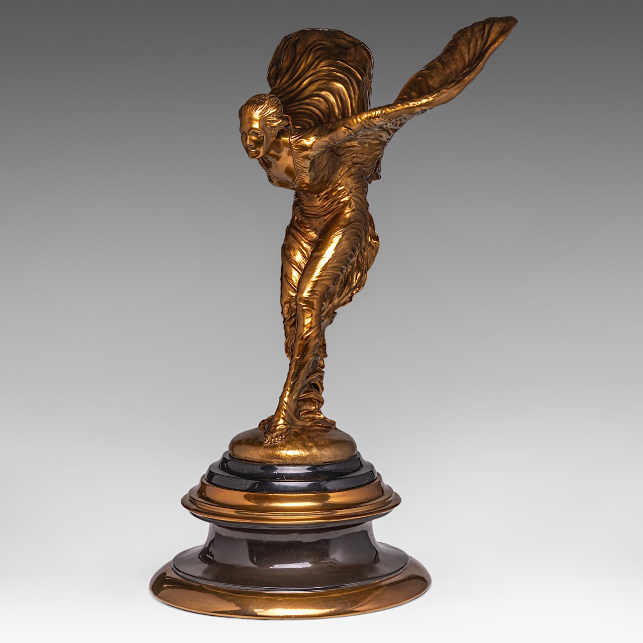 Charles Sykes (1875-1950), gilt bronze sculpture of the 'Spirit of Ecstasy', Rolls-Royce, H 69 cm - Image 8 of 14