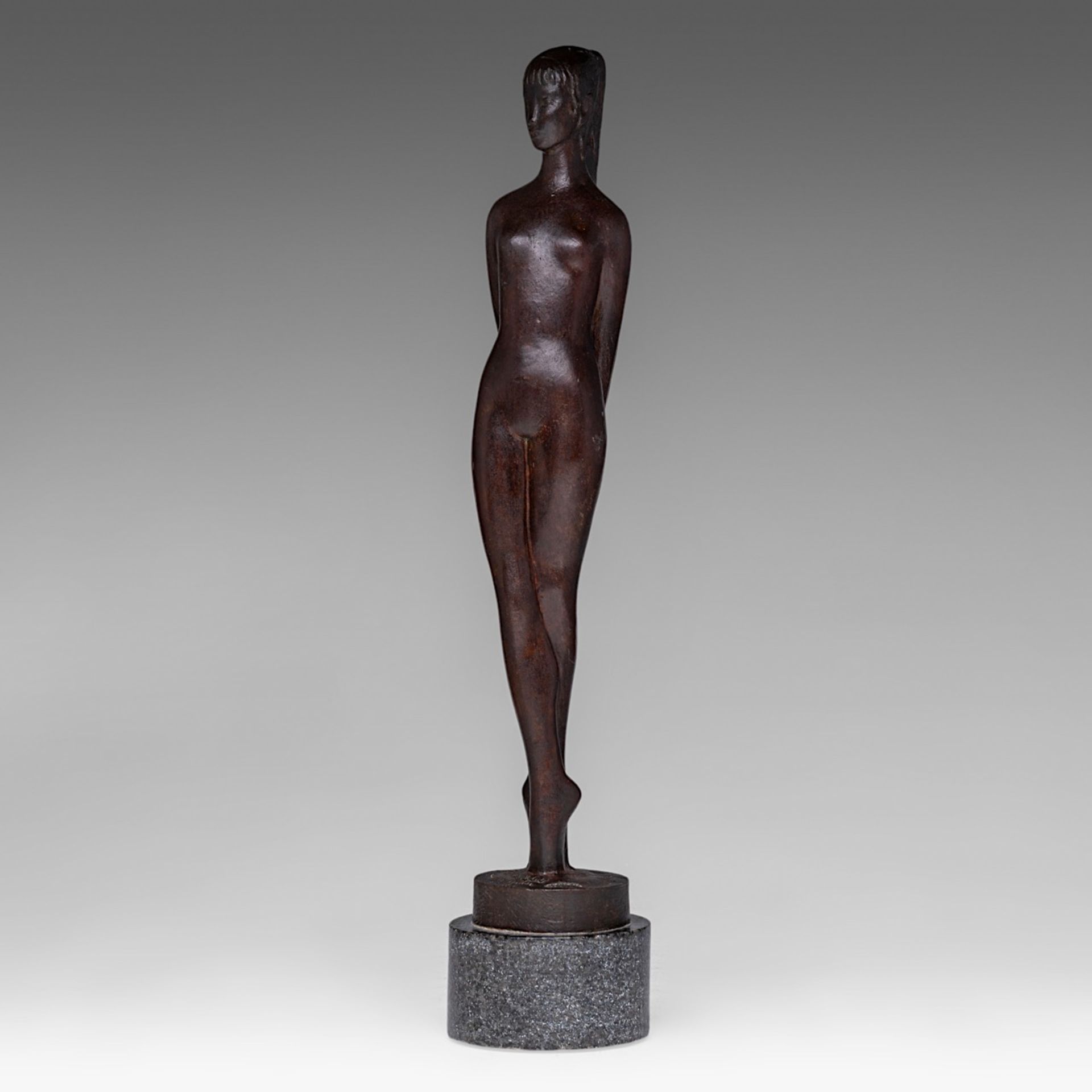 Jos De Decker (1912-2000), ballerina, patinated bronze on marble base, cire perdue, Ndeg II/XII, H 4 - Bild 2 aus 10