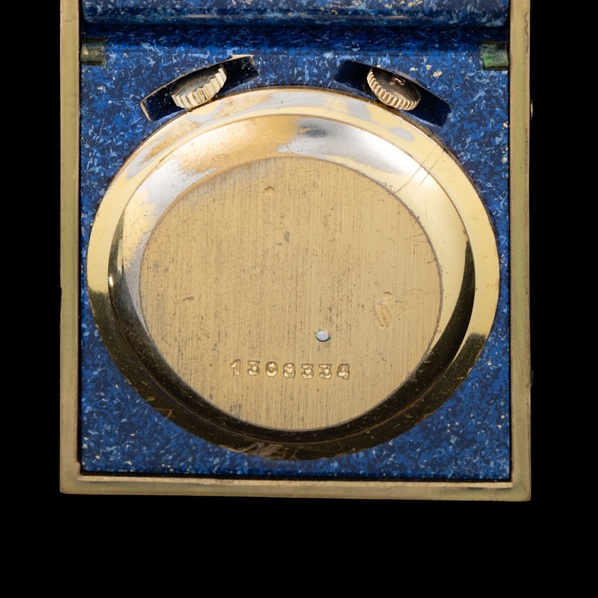 A Jaeger-LeCoultre folding travel alarm clock, W 4,3 - H 5,2 - total thickness 1,3 cm - Bild 4 aus 6