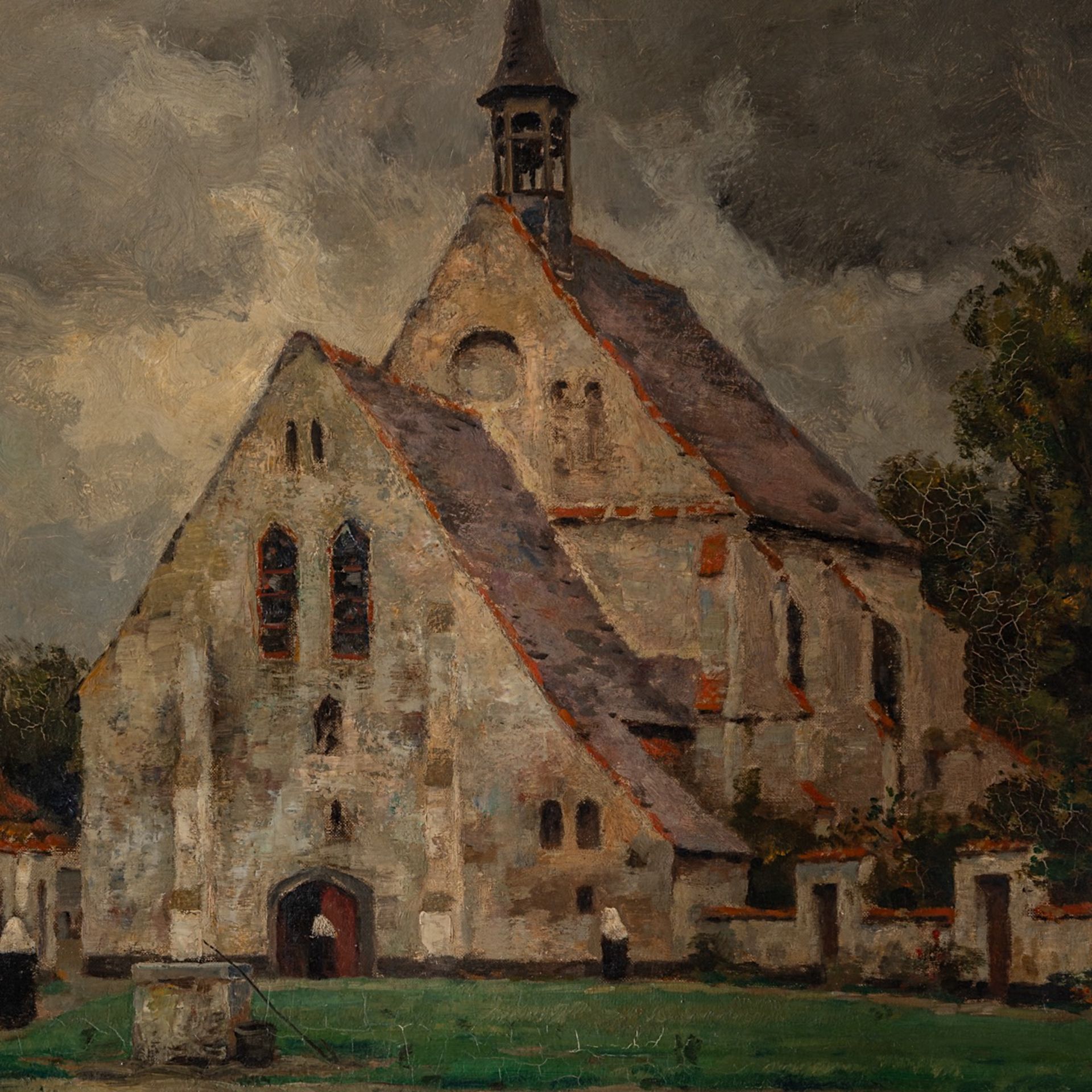 Victor Gilsoul (1867-1939), 'Beguinage en Flandre', oil on canvas 65 x 100 cm. (25.5 x 39.3 in.), Fr - Image 7 of 8