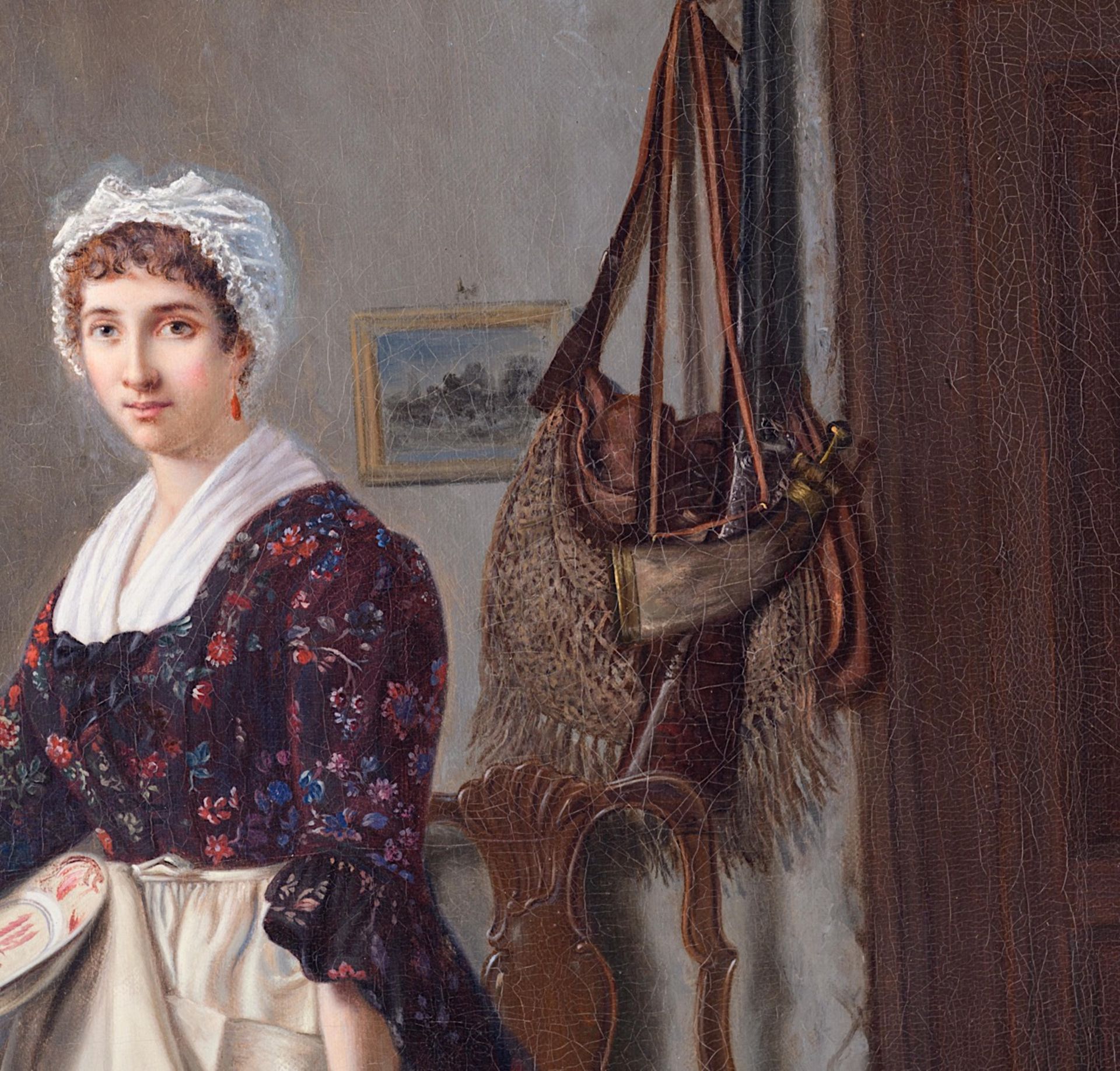 Jean-Daniel Stevens (1850-1920), the maid preparing the meal, oil on canvas 50 x 71 cm. (19.6 x 27.9 - Bild 8 aus 10