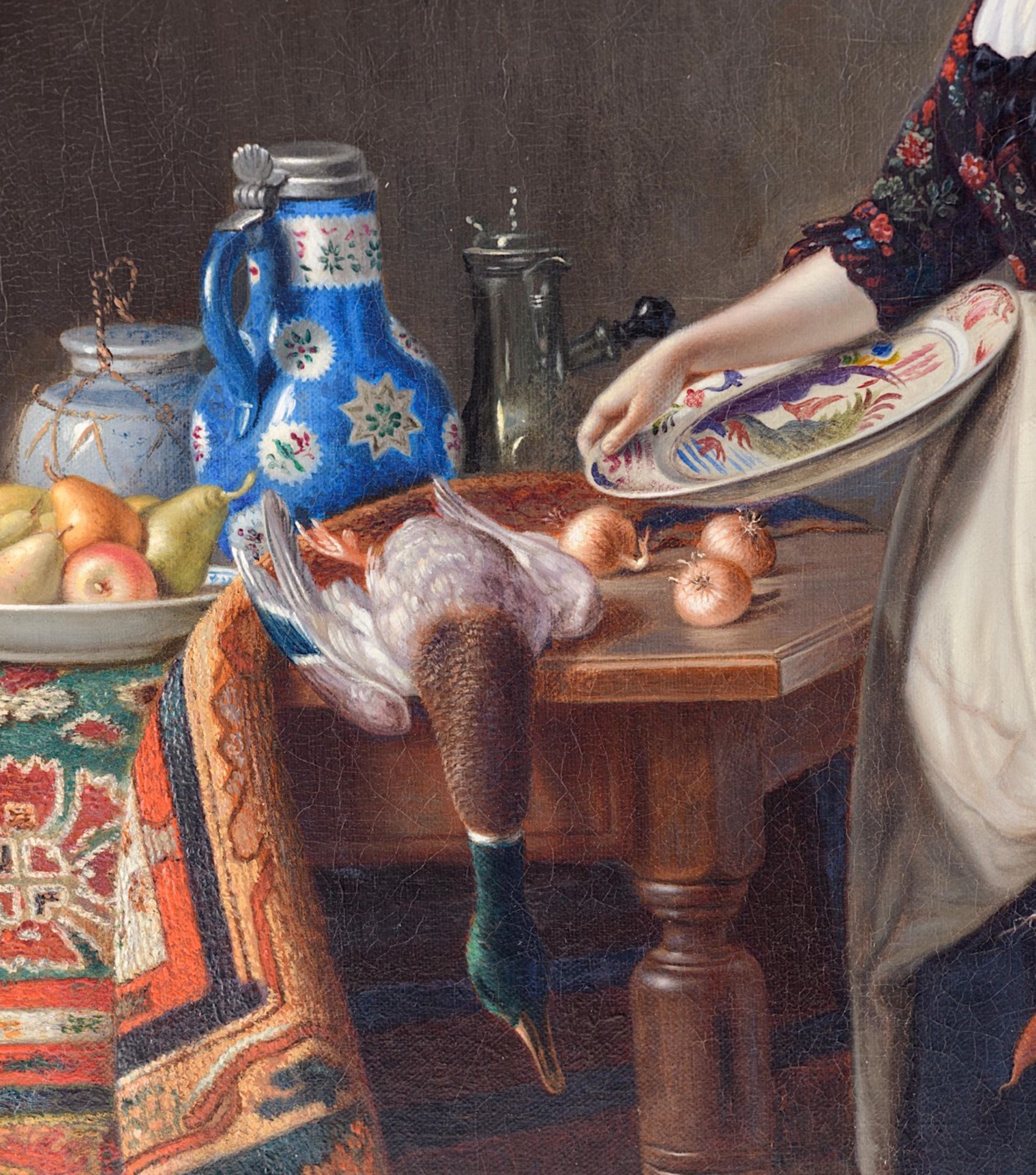 Jean-Daniel Stevens (1850-1920), the maid preparing the meal, oil on canvas 50 x 71 cm. (19.6 x 27.9 - Image 7 of 10