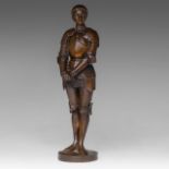 Louis Ernest Barrias (1841-1905), Jeanne d'Arc, patinated bronze, Susse Freres edition, H 31 cm