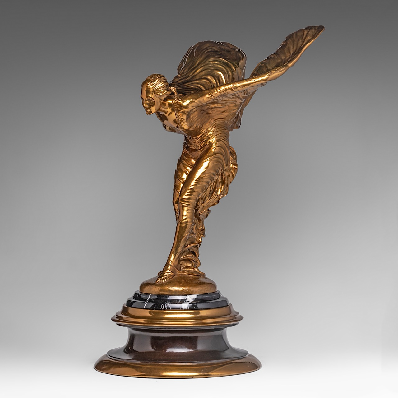 Charles Sykes (1875-1950), gilt bronze sculpture of the 'Spirit of Ecstasy', Rolls-Royce, H 69 cm - Image 6 of 14