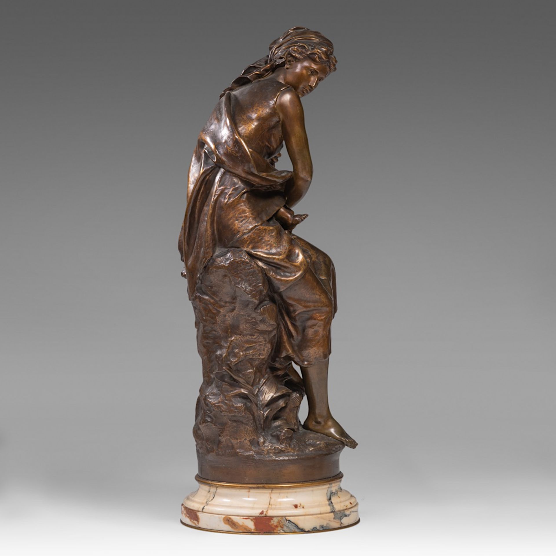 Mathurin Moreau (1822-1912), patinated bronze on a marble base, H 96 cm (total) - Bild 5 aus 8