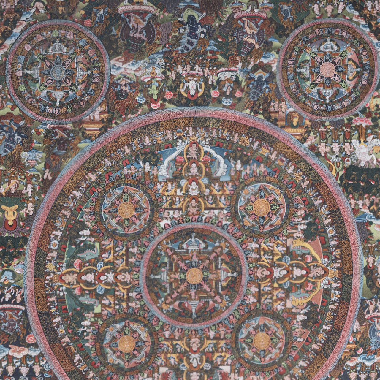 A Nepalese thangka of a mandela, 19thC/20thC, framed 71 x 87 cm - Image 4 of 4