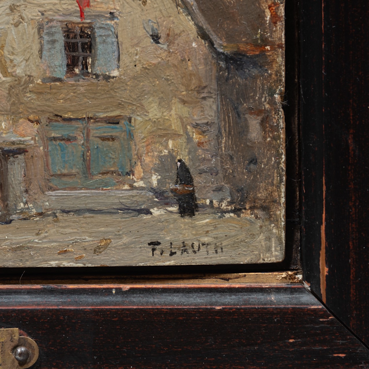 Charles-Frederic Lauth (1865-1922), 'Vieilles maisons', oil on cardboard 8.5 x 13.5 cm. (3.3 x 5.3 i - Image 4 of 5