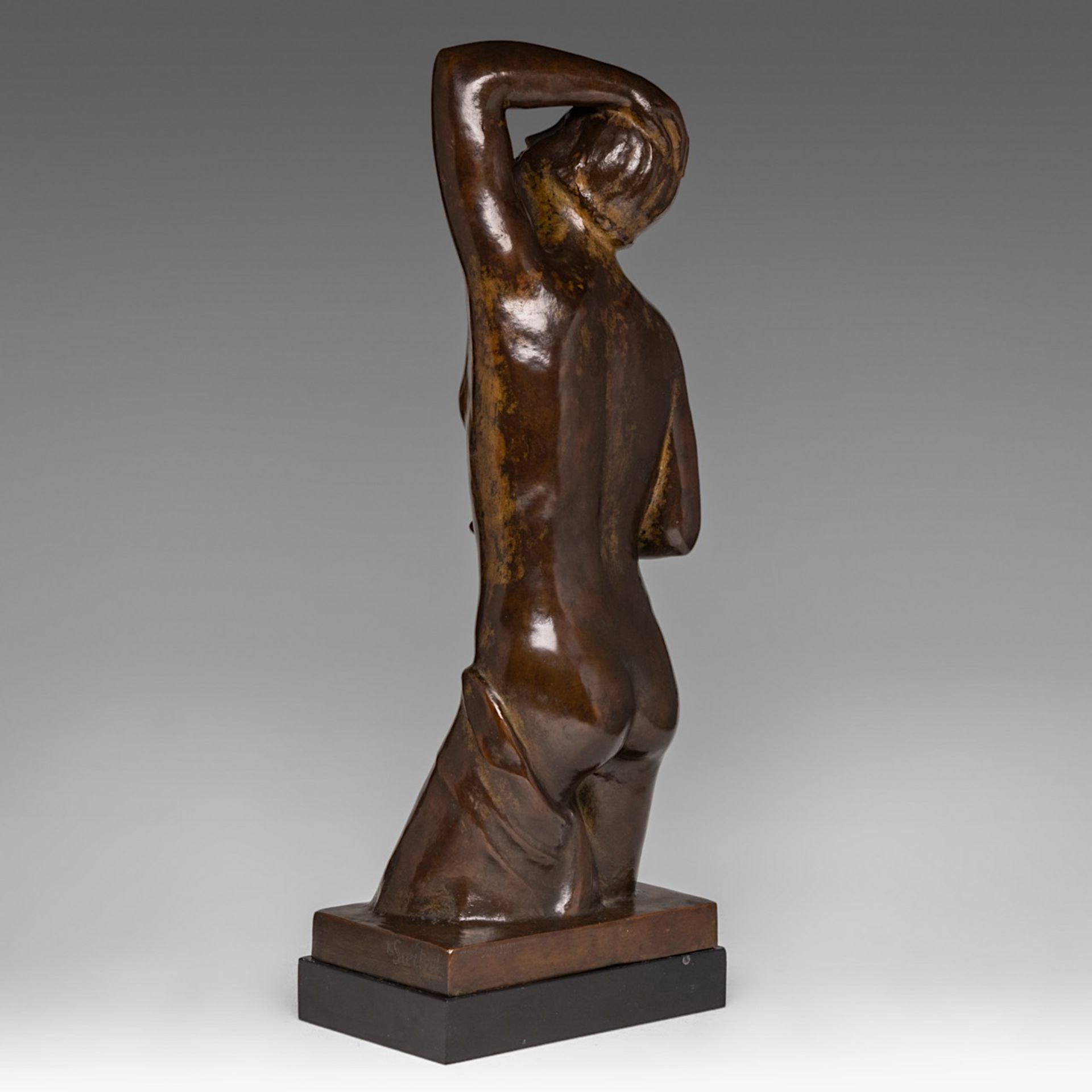 Leon Sarteel (1882-1942), Baigneuse, patinated bronze, casted by G. Vindevogel, Zwijnaarde, H 58 cm - Bild 3 aus 7