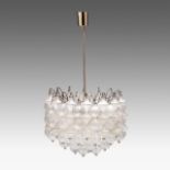 A '60s design Murano glass 'Tulipan' chandelier by J.T. Kalmar, H 88 - dia 57 cm