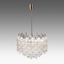 A '60s design Murano glass 'Tulipan' chandelier by J.T. Kalmar, H 88 - dia 57 cm