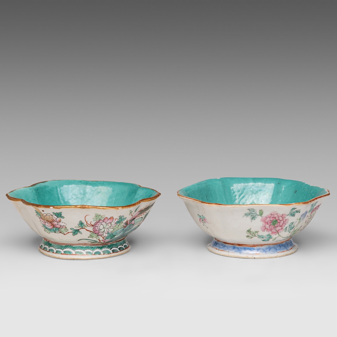 A collection of six Chinese mineral carvings and three porcelain footed bowls, Tongzhi mark and of t - Image 24 of 32