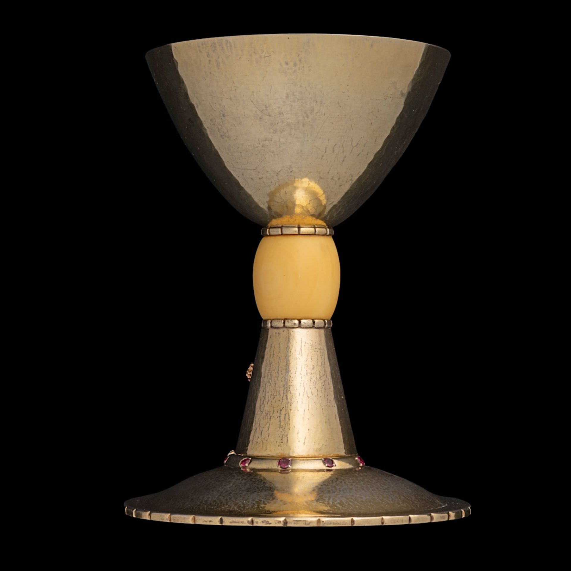 A 900/000 silver and gilt silver chalice, Belgian hallmarked, H 16 cm - total weight 518 g (+) - Image 5 of 14