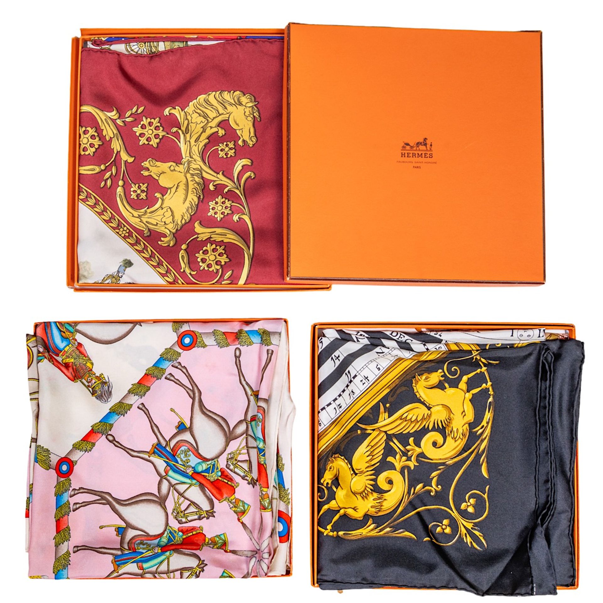 A various collection of 6 Hermes silk twill weave scarves - Bild 2 aus 8