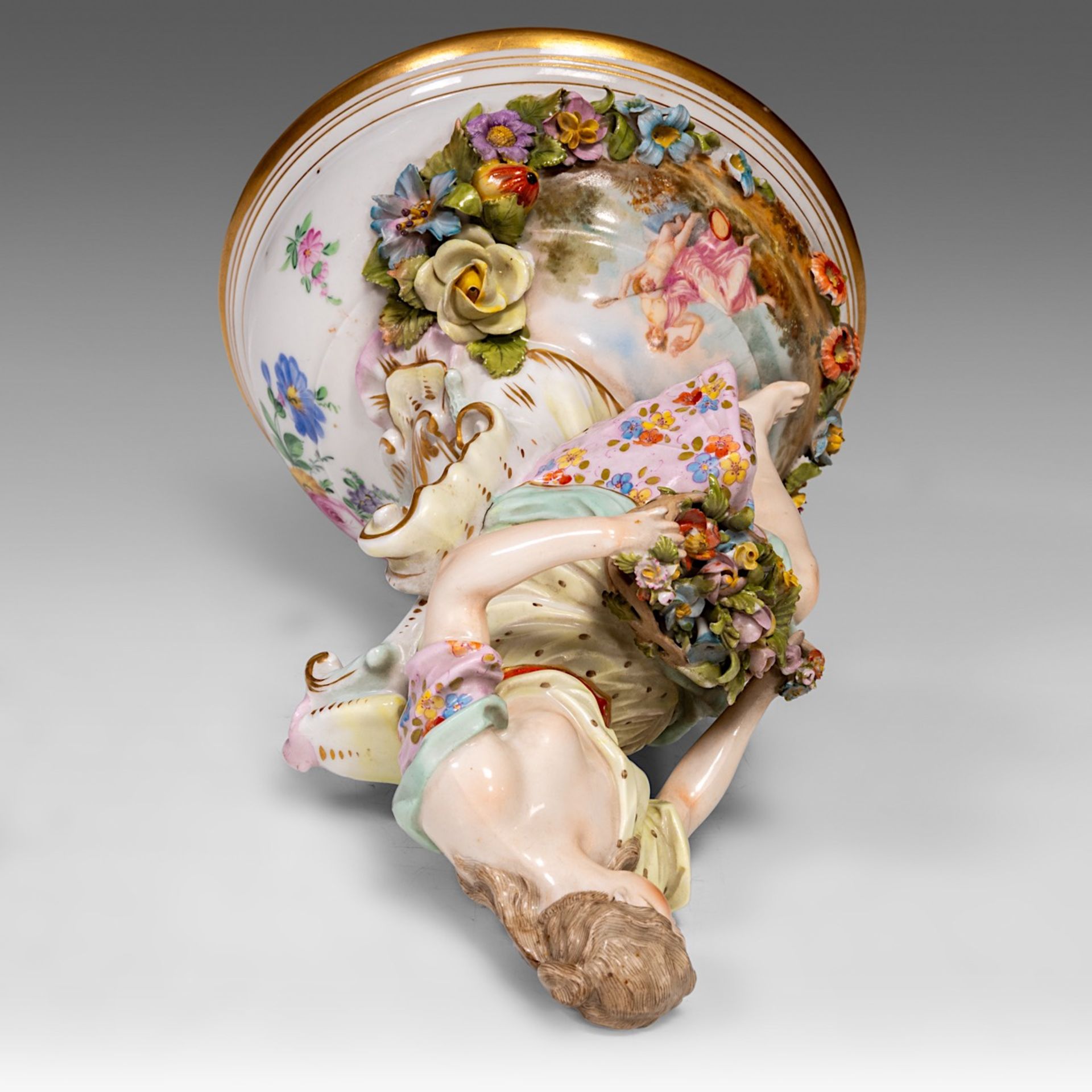 A very imposing Saxony porcelain vase on stand, Postschappel manufactory, Dresden, H 107 cm (total) - Bild 6 aus 23