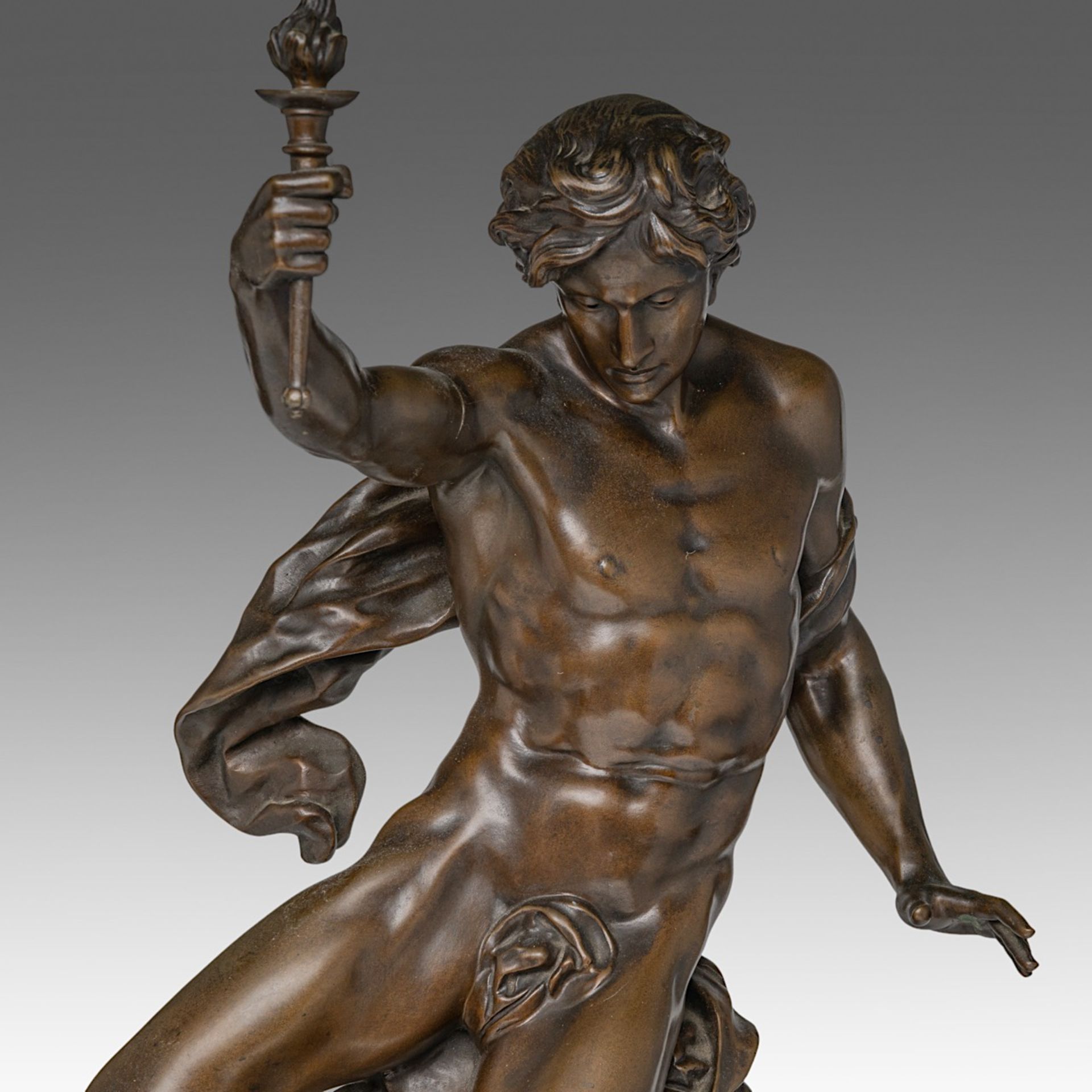 Emile Louis Picault (1833-1915), 'Excelsior', patinated bronze, H 61 cm - Image 7 of 8