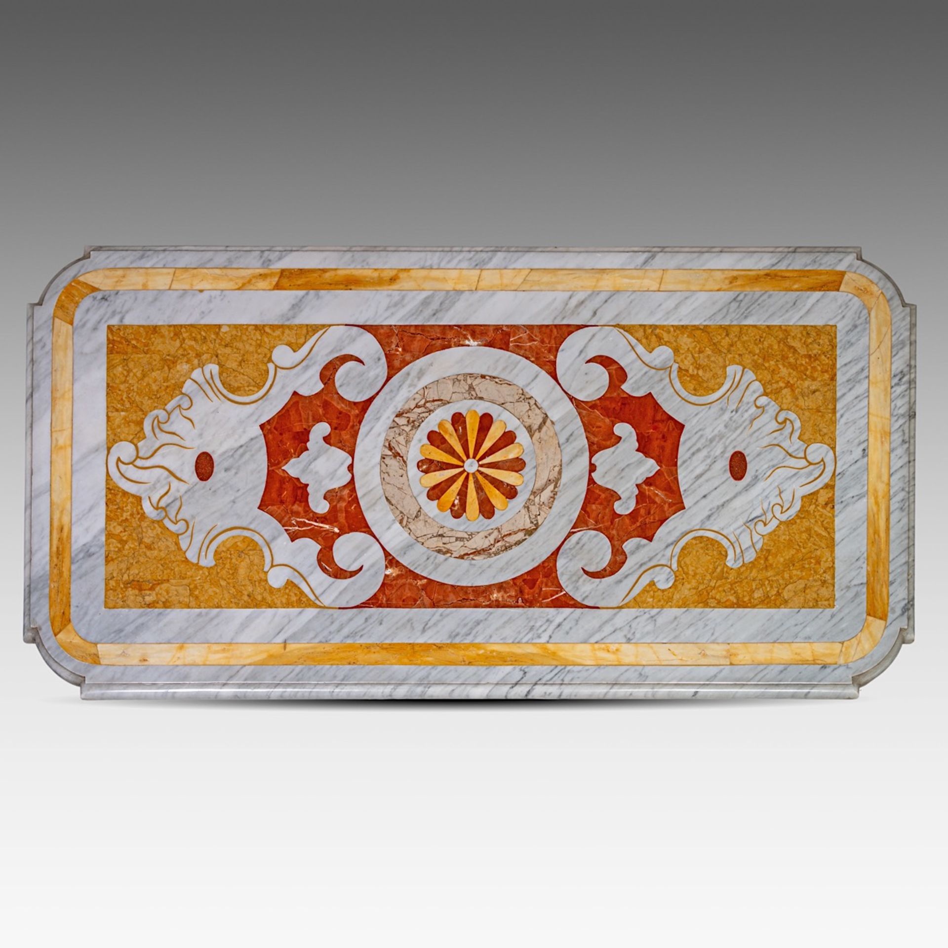 A fine Baroque pietra dura marble tabletop, 90 x 180 cm