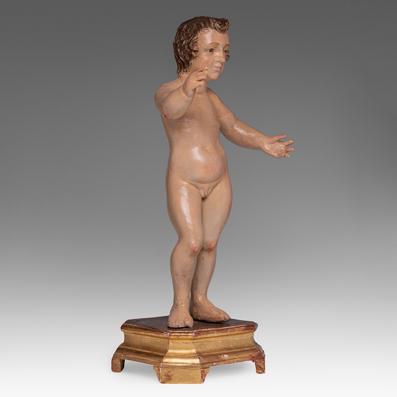 A polychrome wooden 'Bambino Gesu', 18thC, H 58 cm - Image 6 of 9