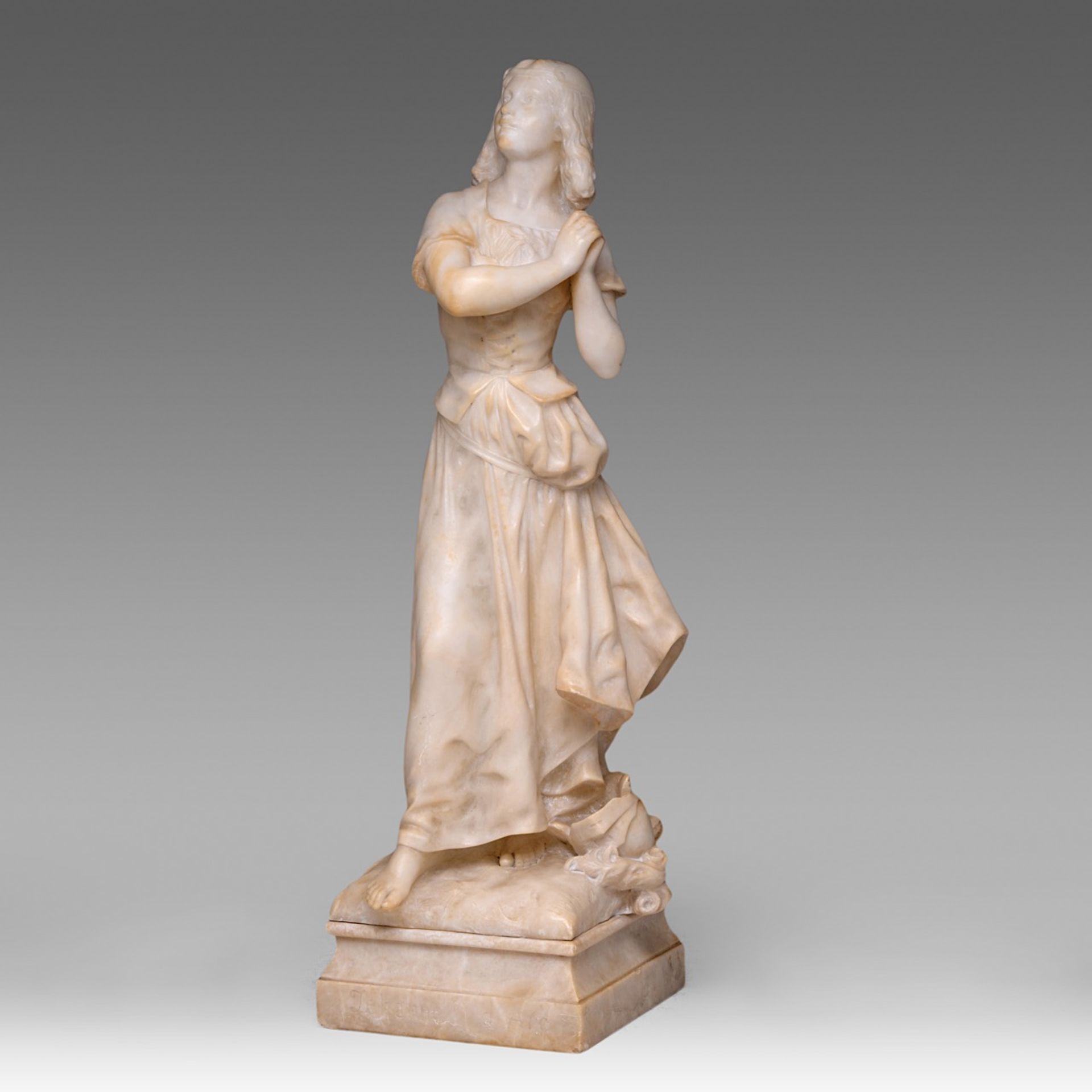 Hippolyte Moreau (1832-1927), Jeanne d'Arc, alabaster, H cm - Image 2 of 7