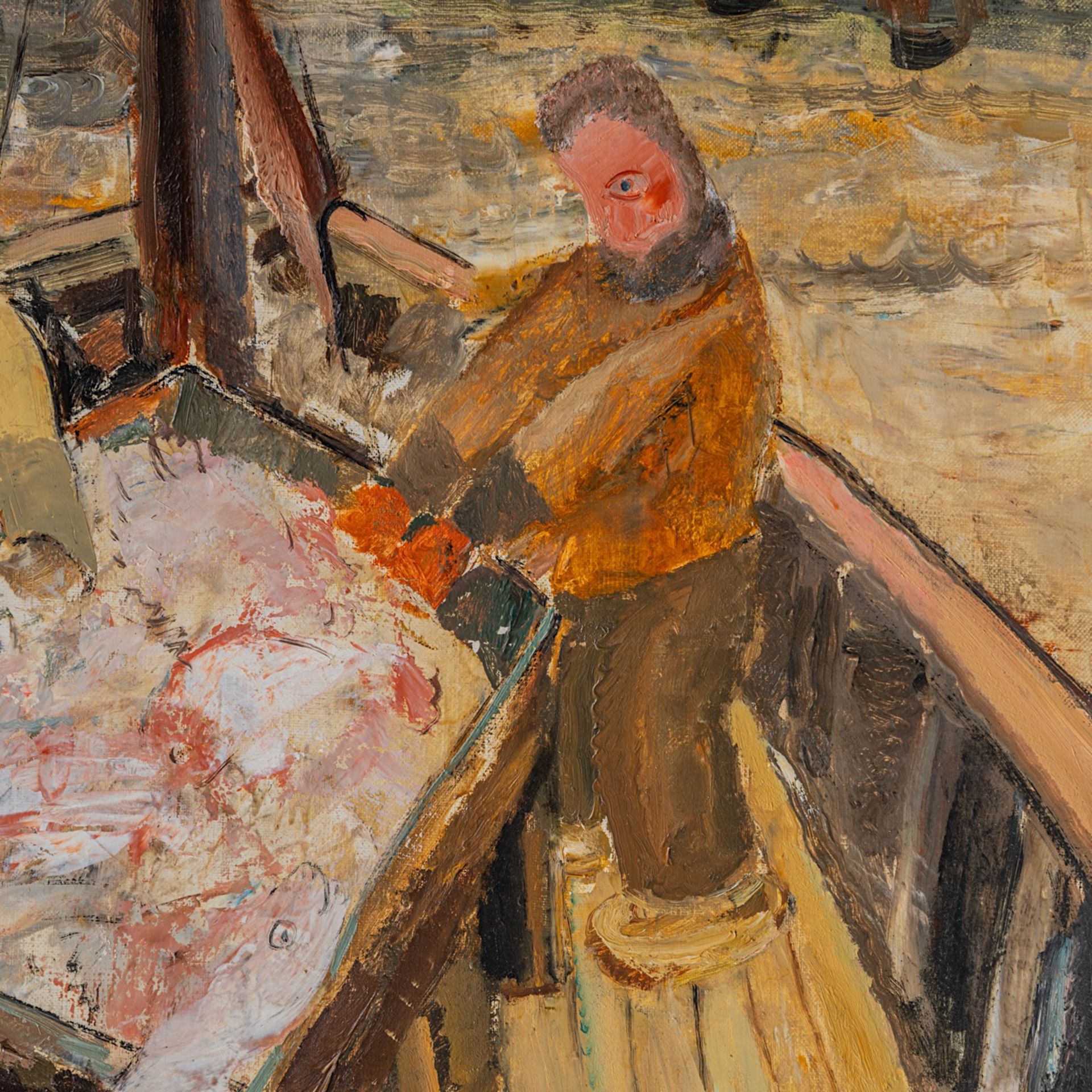 Albert Saverys (1886-1964), the fishing boat, oil on canvas 87 x 95 cm. (34 1/4 x 37.4 in.), Frame: - Bild 6 aus 6