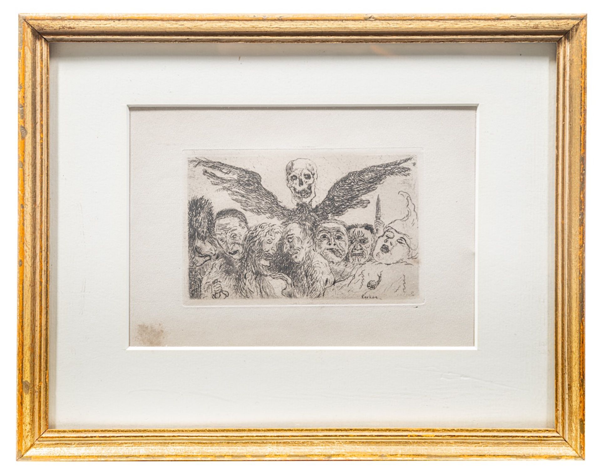 James Ensor (1860-1949), 'the deadly sins dominated by death' (1904), etching 8.4 x 13.4 cm. (3.3 x - Image 2 of 5