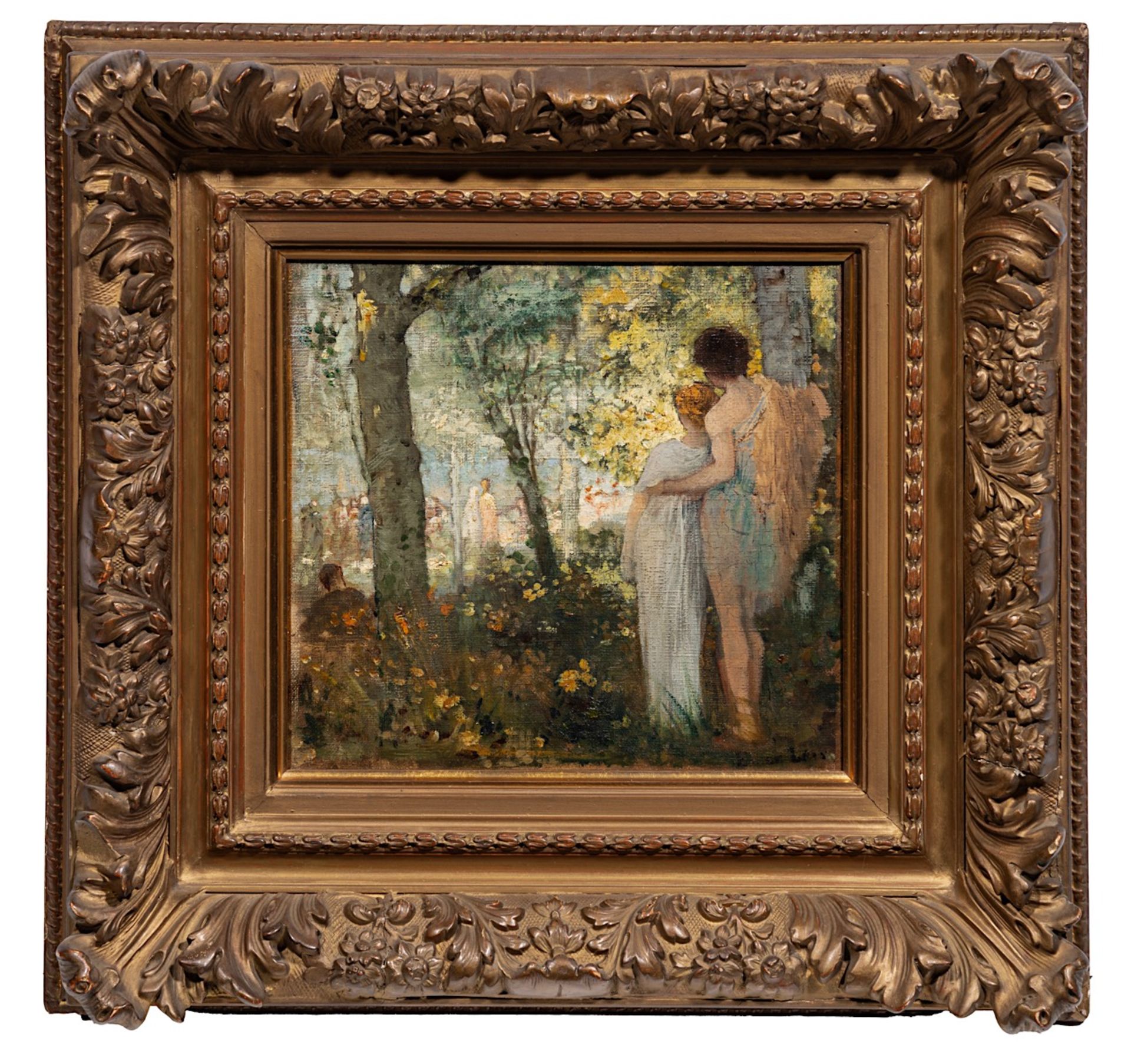 Emile Levy (1826-1890), Romance in the Forest, oil on canvas 27 x 27 cm. (10.6 x 10.6 in.), Frame: 4 - Bild 2 aus 6