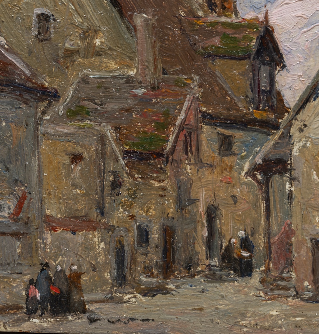 Charles-Frederic Lauth (1865-1922), 'Vieilles maisons', oil on cardboard 8.5 x 13.5 cm. (3.3 x 5.3 i - Image 5 of 5