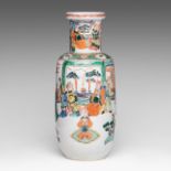 A Chinese famille verte 'The Birthday Reception for General Guo Ziyi' rouleau vase, Republic period,