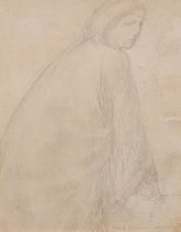 George Minne (1866-1941), study drawing, 1915, pencil on paper 23 x 17.5 cm. (9.0 x 6.8 in.), Frame: