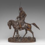 Pierre-Jules Mene (1810-1879), Arab horserider, patinated bronze, H 53 - W 36 cm