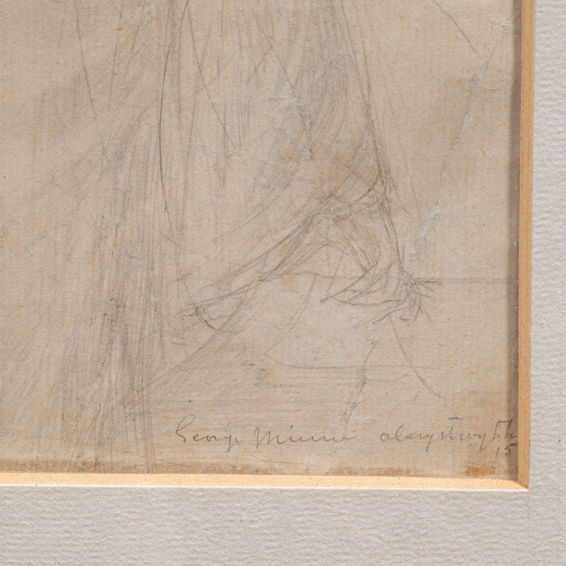 George Minne (1866-1941), study drawing, 1915, pencil on paper 23 x 17.5 cm. (9.0 x 6.8 in.), Frame: - Bild 5 aus 5