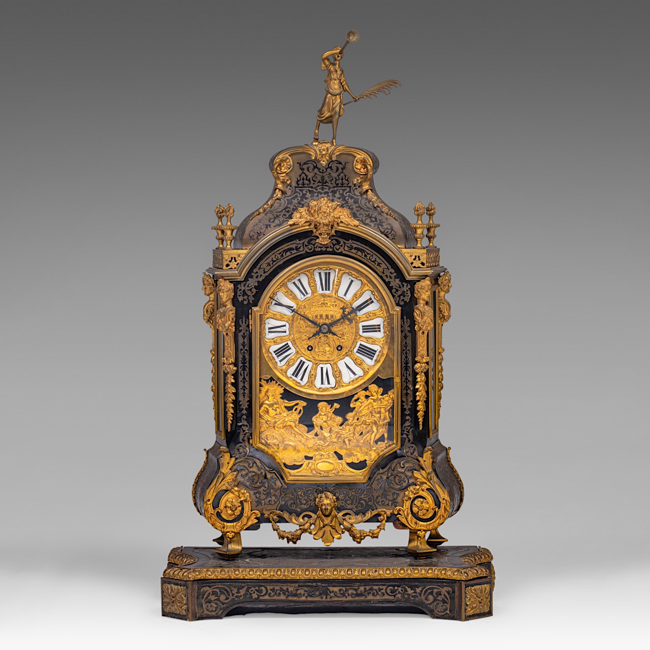 A Louis XIV style Boulle cartel clock with gilt bronze mounts, Napoleon III period, H 90 cm
