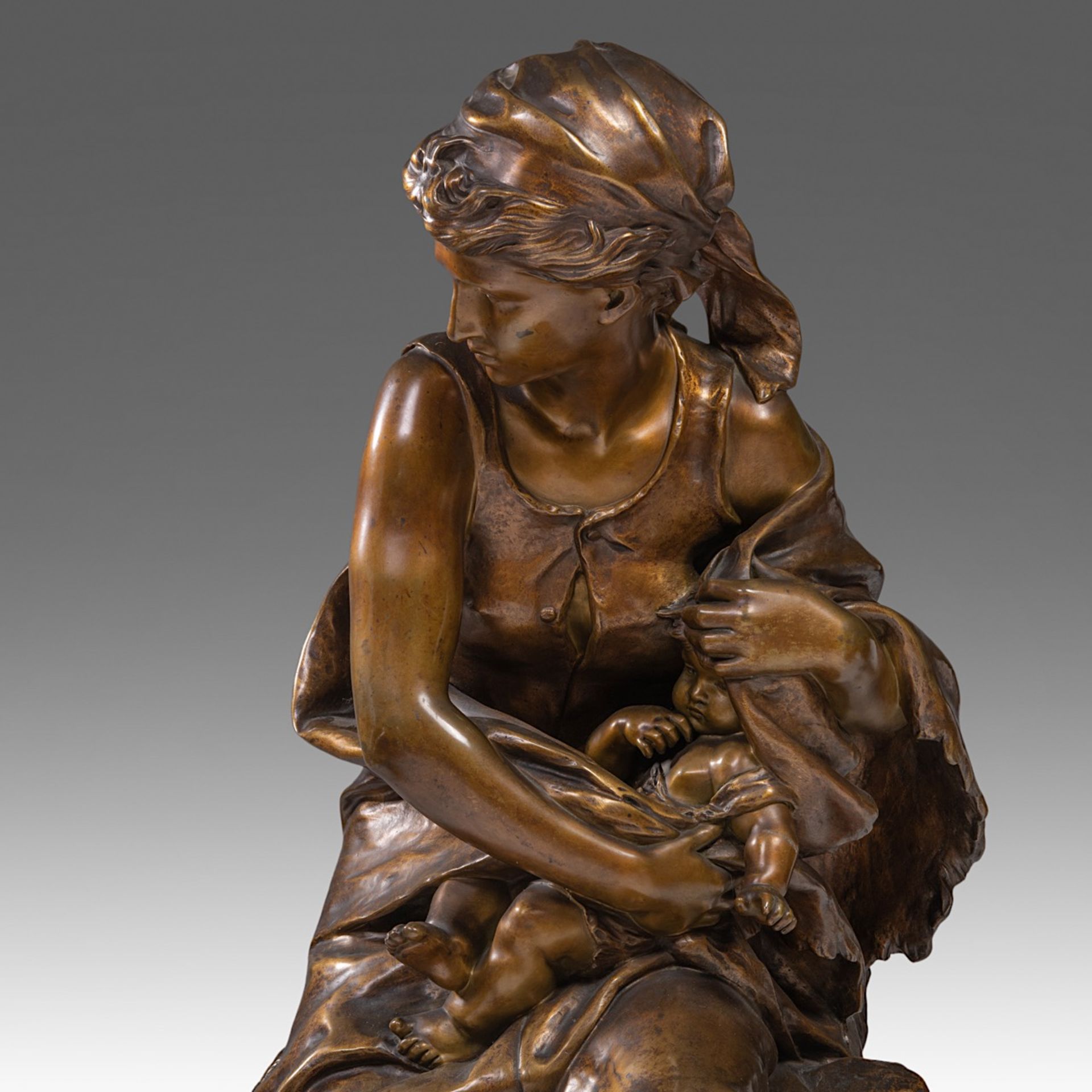 Mathurin Moreau (1822-1912), patinated bronze on a marble base, H 96 cm (total) - Bild 8 aus 8