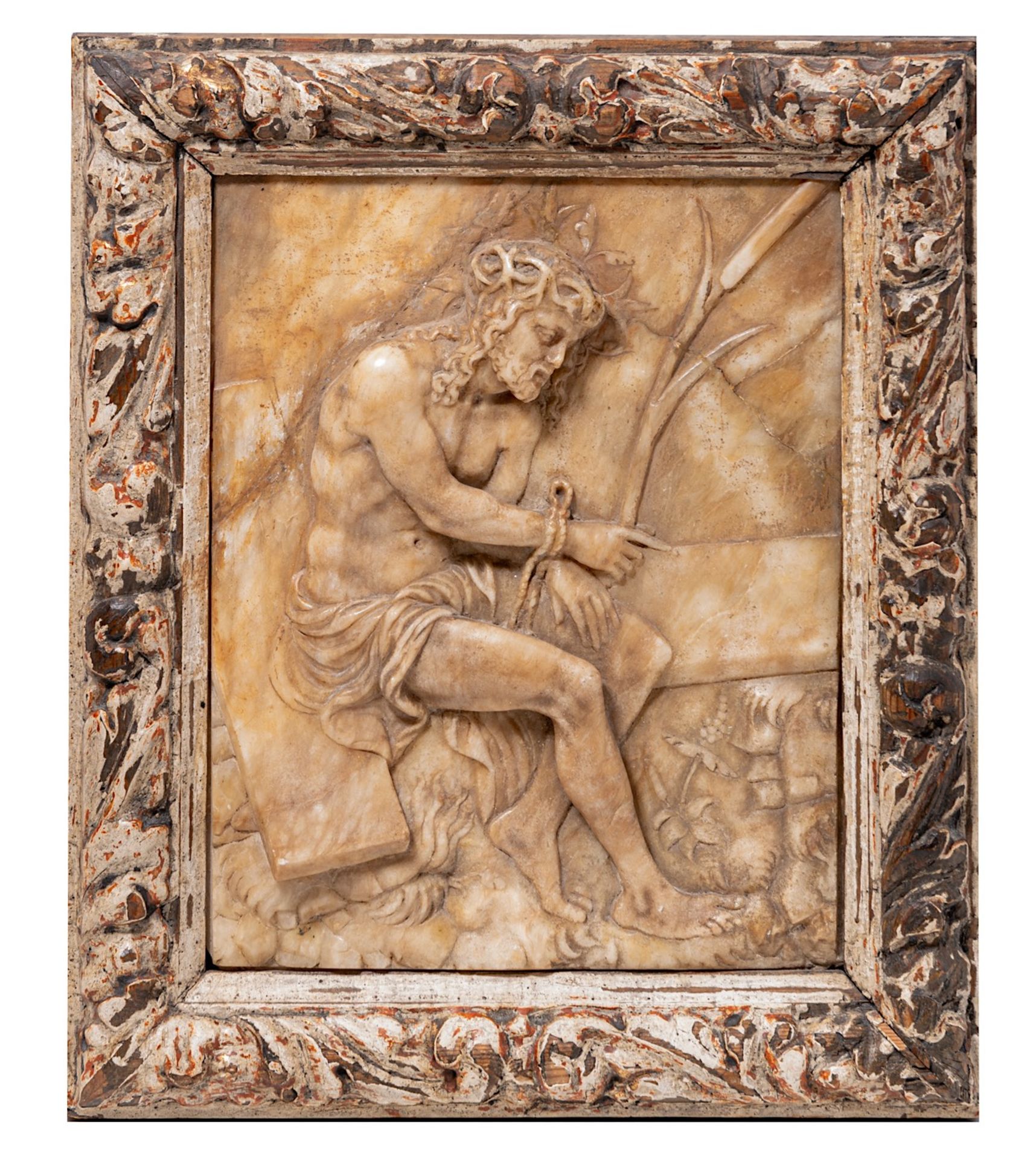 A fine probably Malines alabaster plaque depicting the 'Ecce Homo', ca. 1600, 24 x 19 cm. (9.4 x 7.4 - Bild 2 aus 6