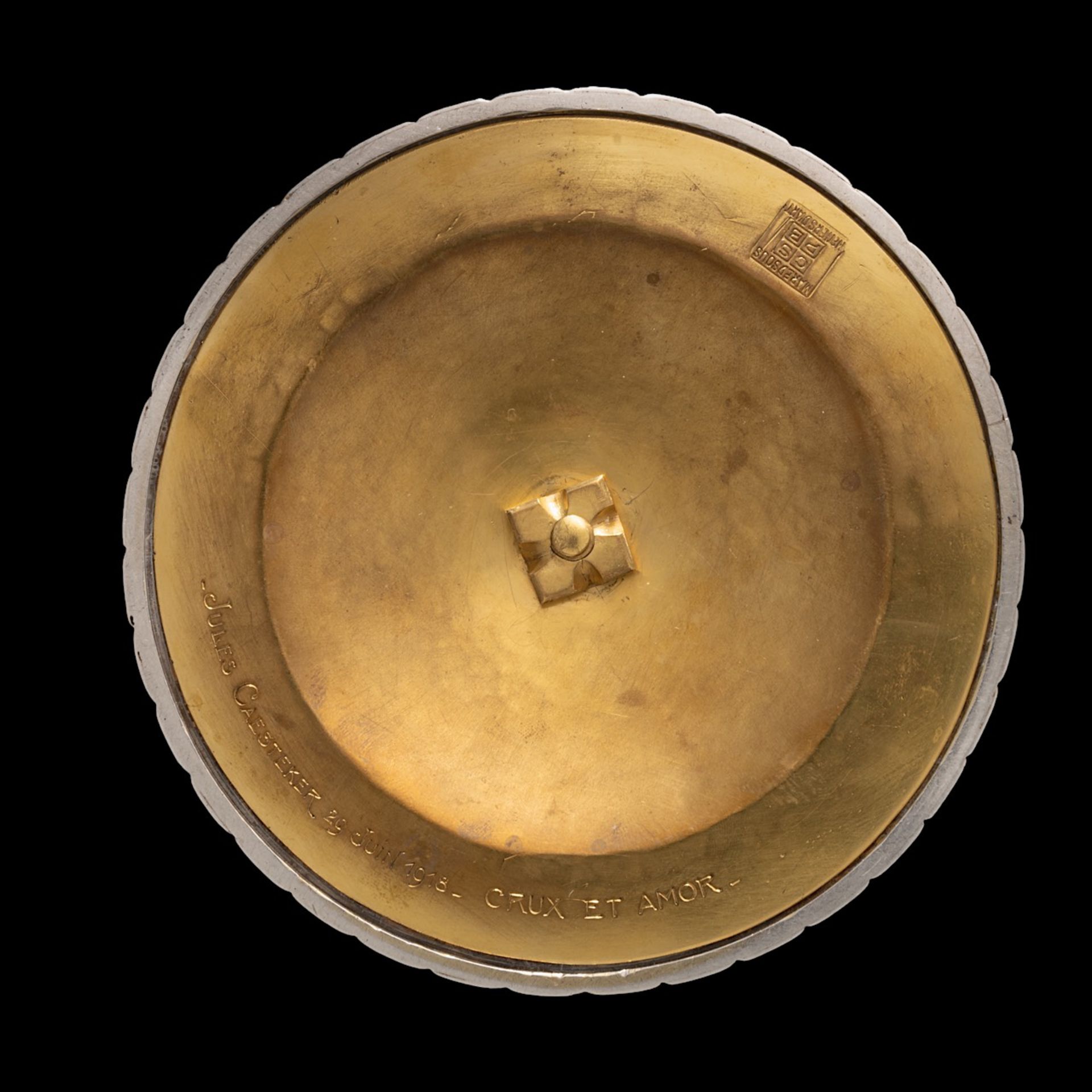 A 900/000 silver and gilt silver chalice, Belgian hallmarked, H 16 cm - total weight 518 g (+) - Bild 8 aus 14