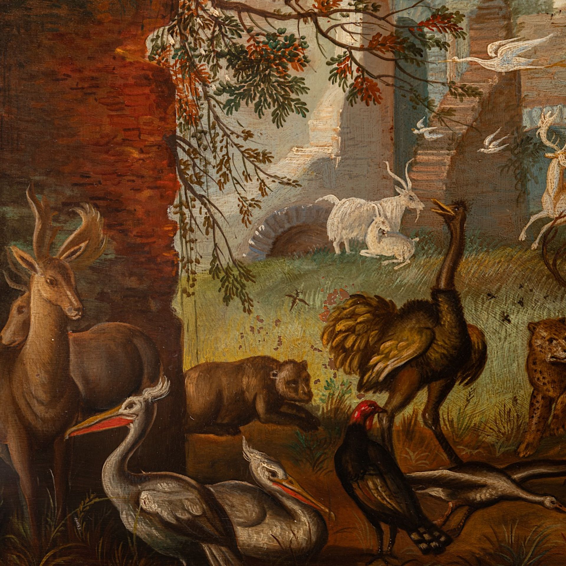 Attributed to Roelant Savery, 'Paradisical landscape with animals', oil on copper (+) 52 x 68 cm. (2 - Bild 4 aus 8