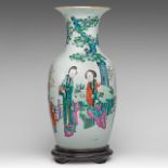 A Chinese famille rose 'Beauties and Boys in a Garden' vase, 19thC, H 44 cm
