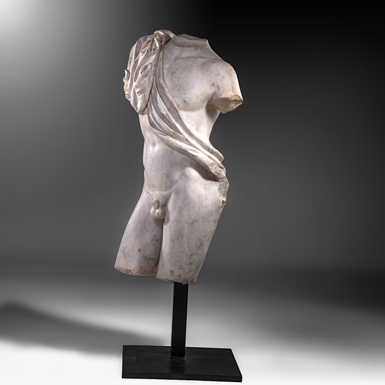 A Carrara marble torso of a resting satyr, Italian or French school, H 92 cm (torso) Height of the t - Image 3 of 9