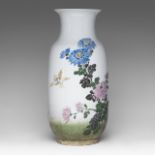 A Chinese Liling ware underglaze polychrome decorated 'Bird amongst Flowers' vase, marked, 20thC, H