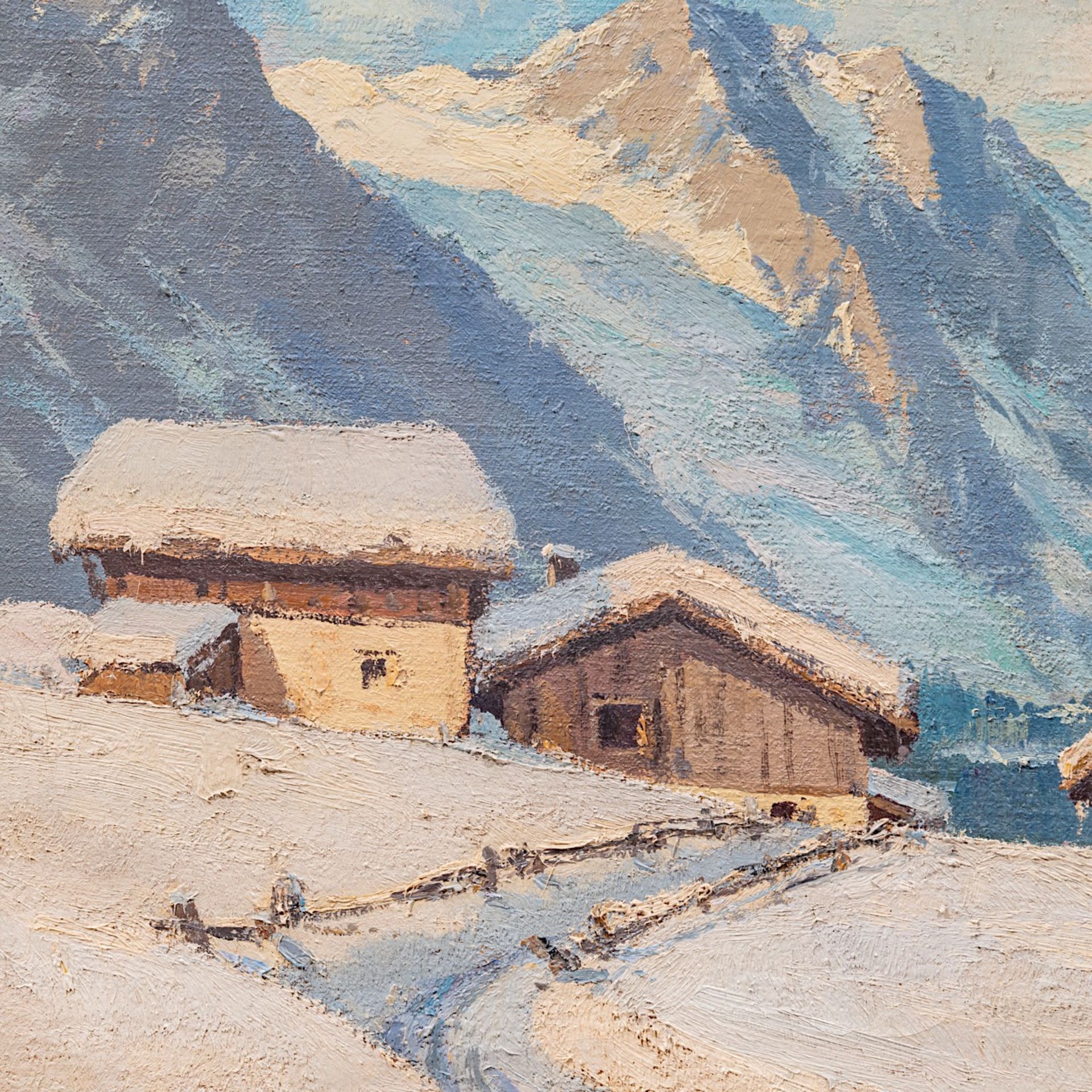 Charles Henry Contancin (1898-1955), Alpine landscape with snow, oil on canvas 38 x 46 cm. (14.9 x 1 - Bild 5 aus 6