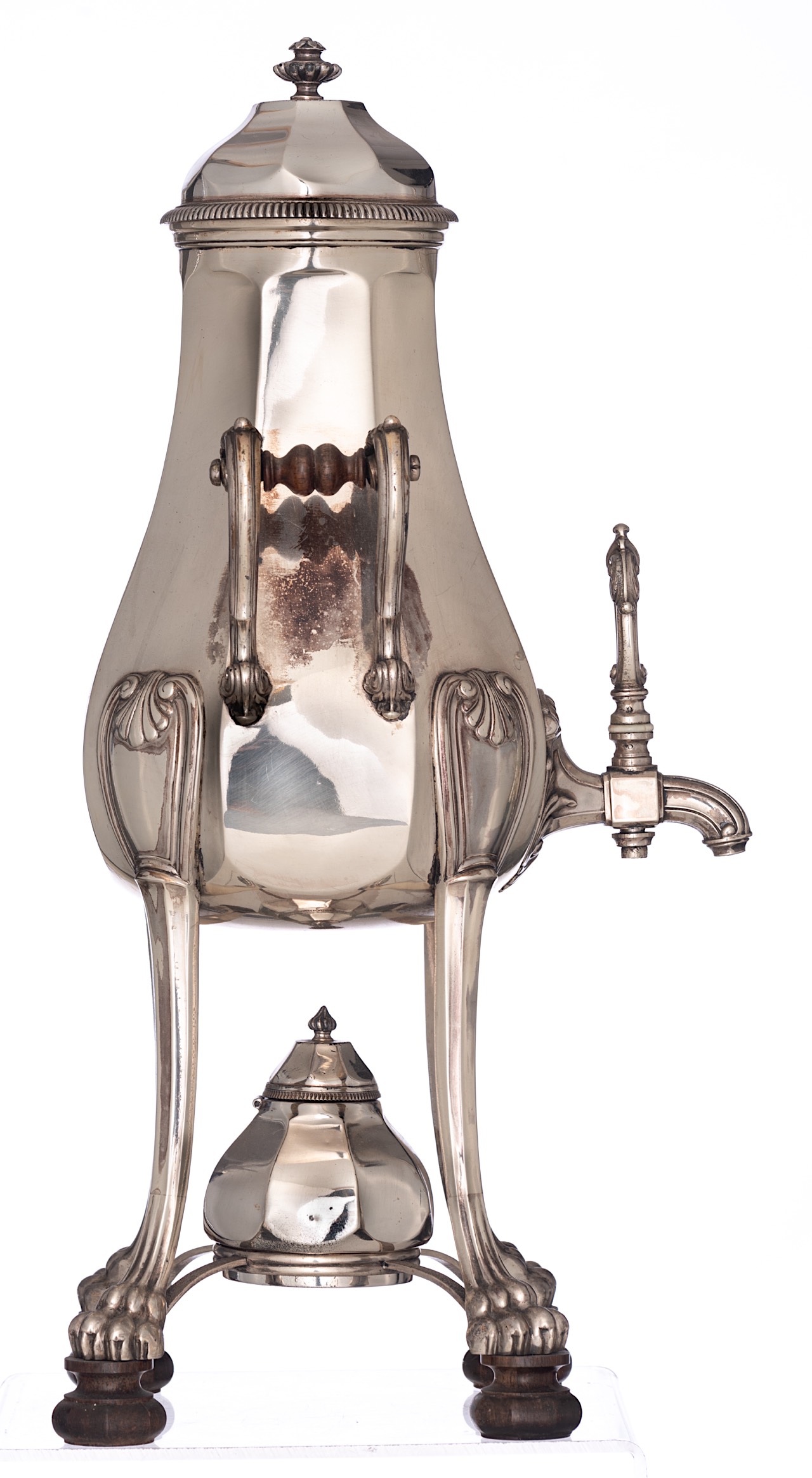 A French - Paris 19thC Regence silver tea urn, maker's mark 'Tetard - Paris', H 42,6 cm - weight c. - Image 5 of 14