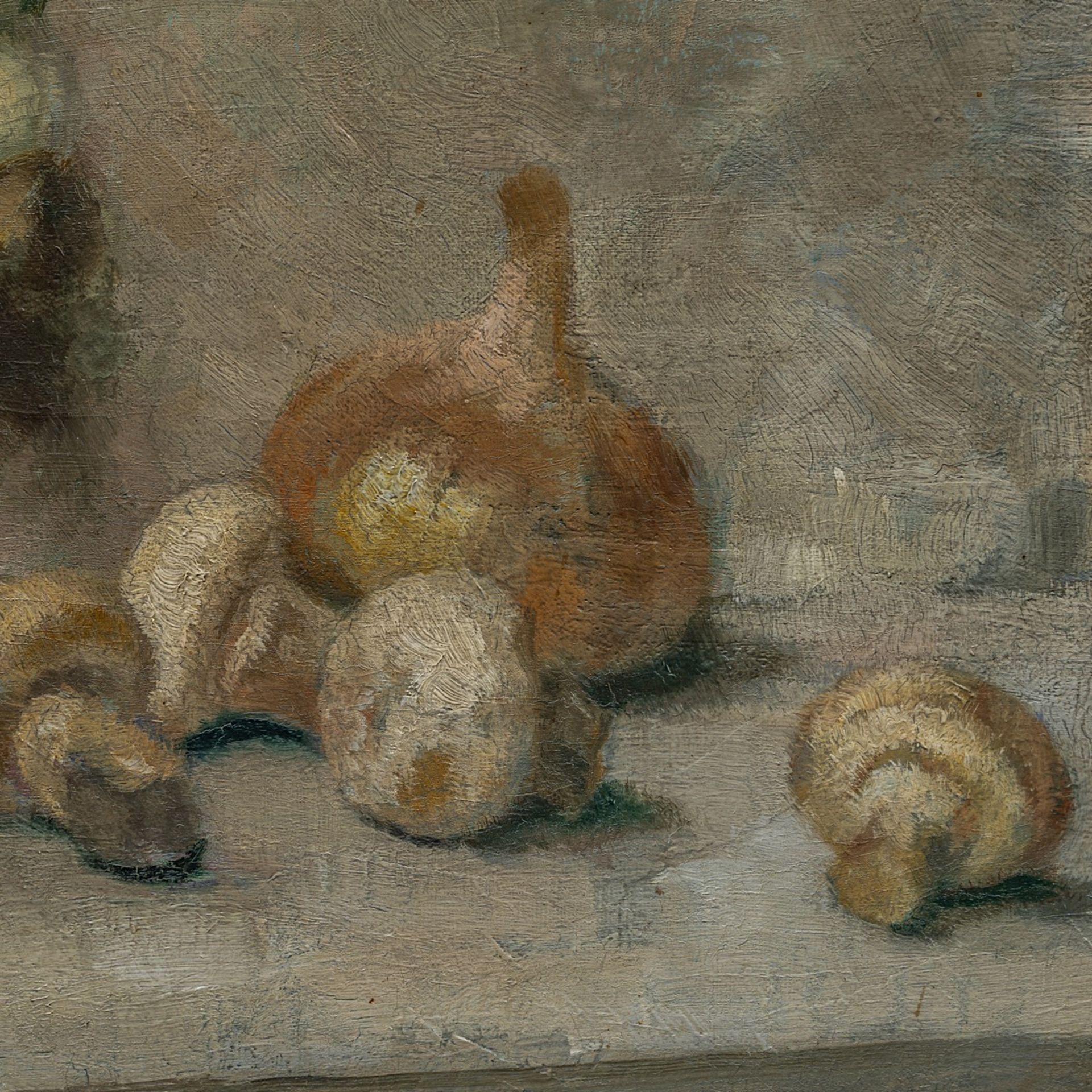 Maurice Sijs (1880-1972), still life with garlic, mushrooms and an onion, oil on canvas 36 x 43 cm. - Image 5 of 6