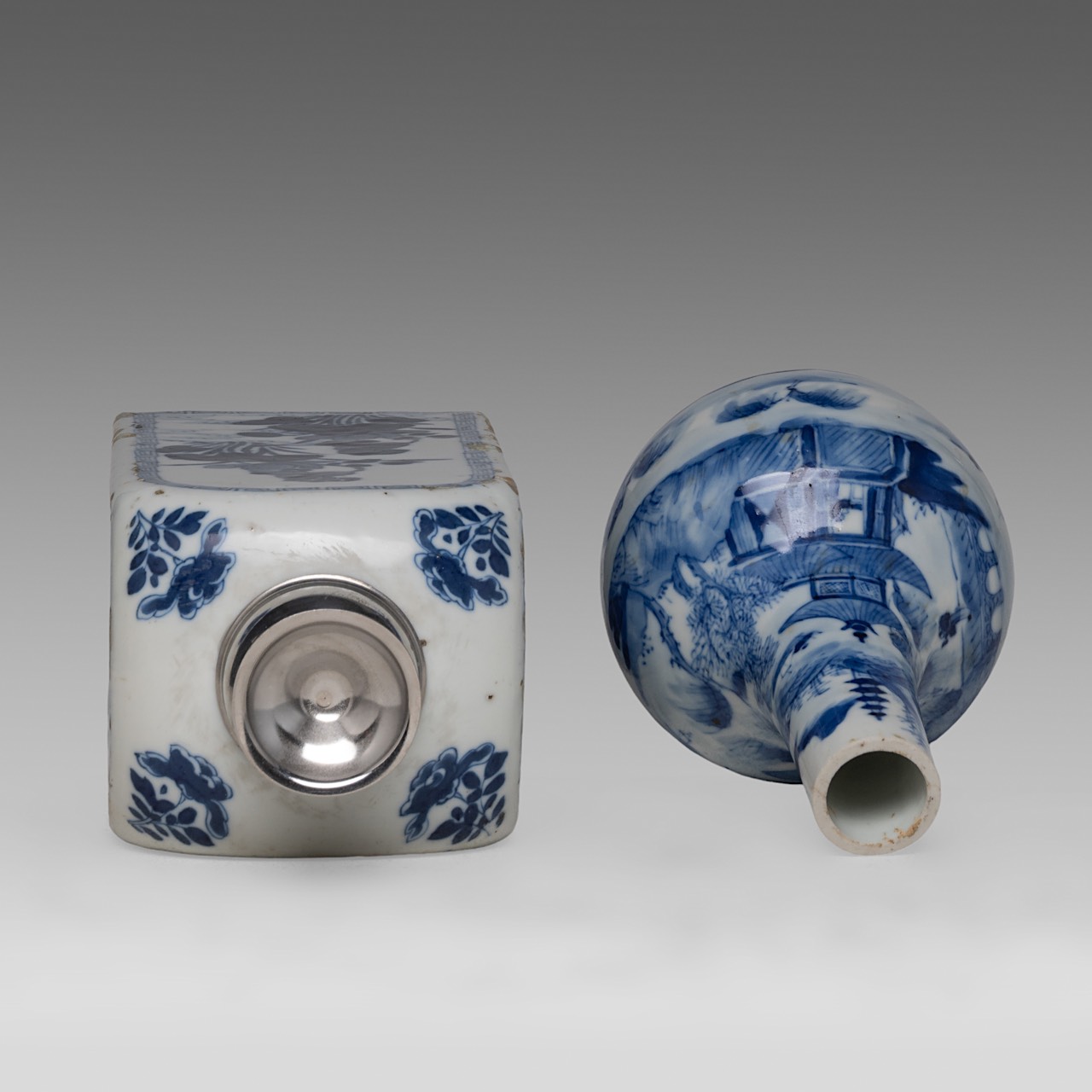 A small collection of six Chinese porcelain ware, Kangxi and late Qing, tallest H 23 cm (6) - Image 12 of 19