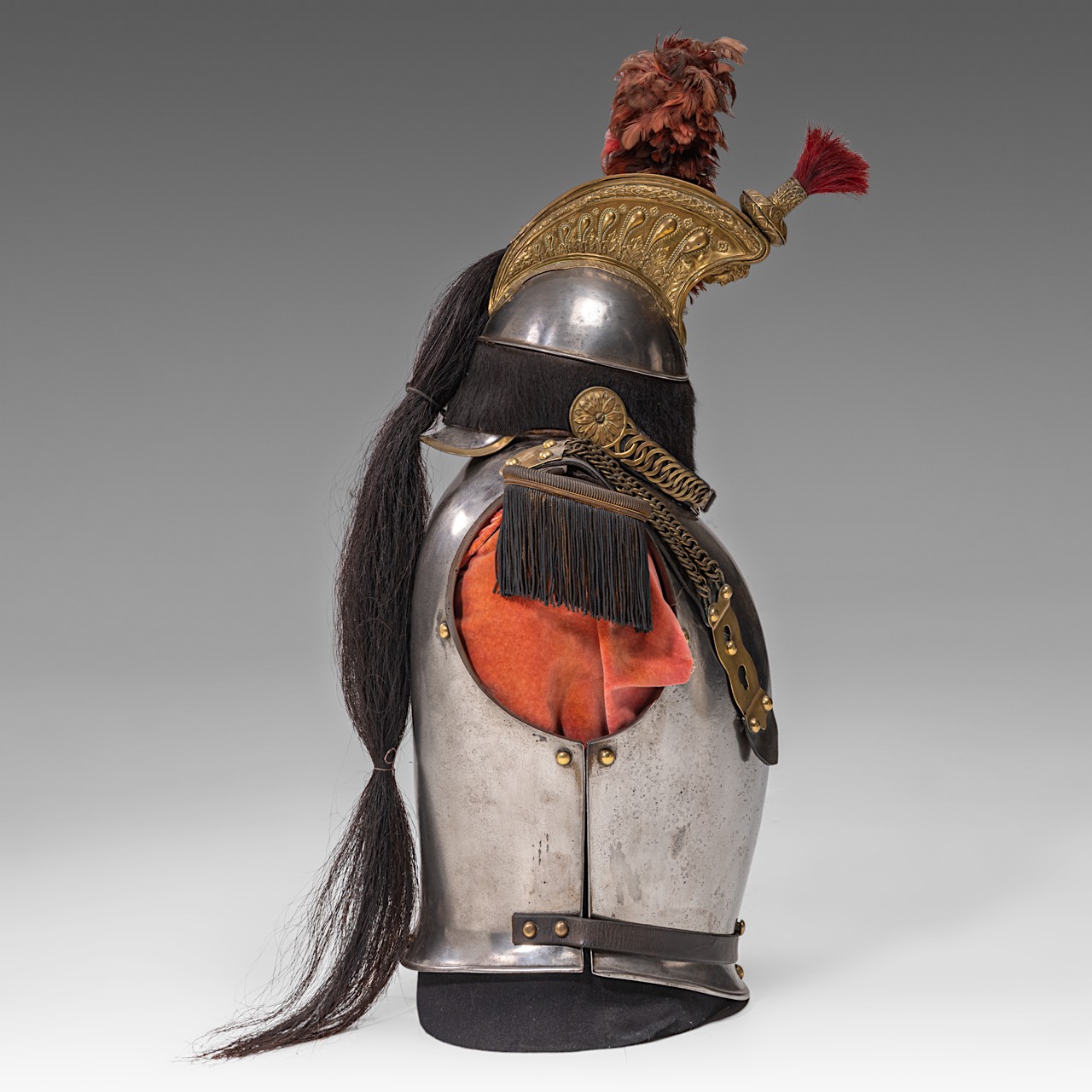 Cuirass and helmet ,metal and guilded brass, 1855, 88 x 42 x 54 cm. (34.6 x 16.5 x 21.2 in.) - Image 5 of 6