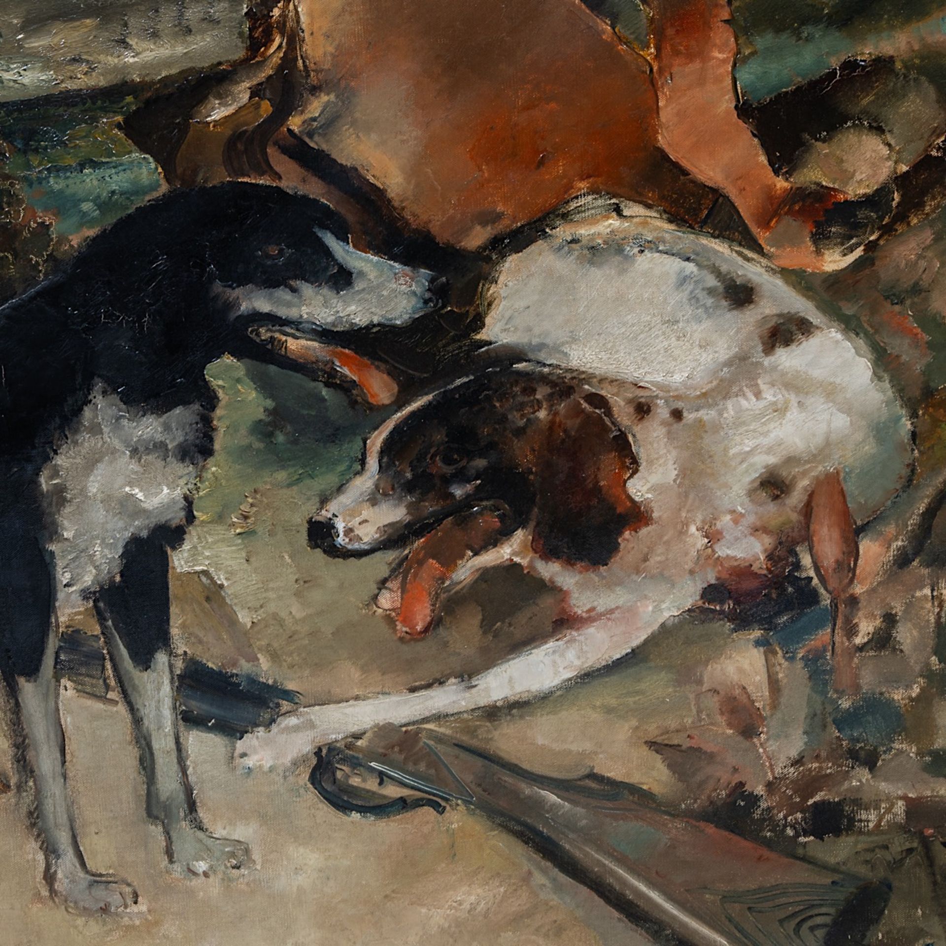 Albert Saverys (1886-1964), hunting dogs, oil canvas 100 x 110 cm. (39.3 x 43.3 in.), Frame: 116 x 1 - Image 6 of 6