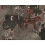 Henri Victor Wolvens (1896-1977), a street view with carriages, oil on canvas, 40 x 50 cm. (15 3/4 x