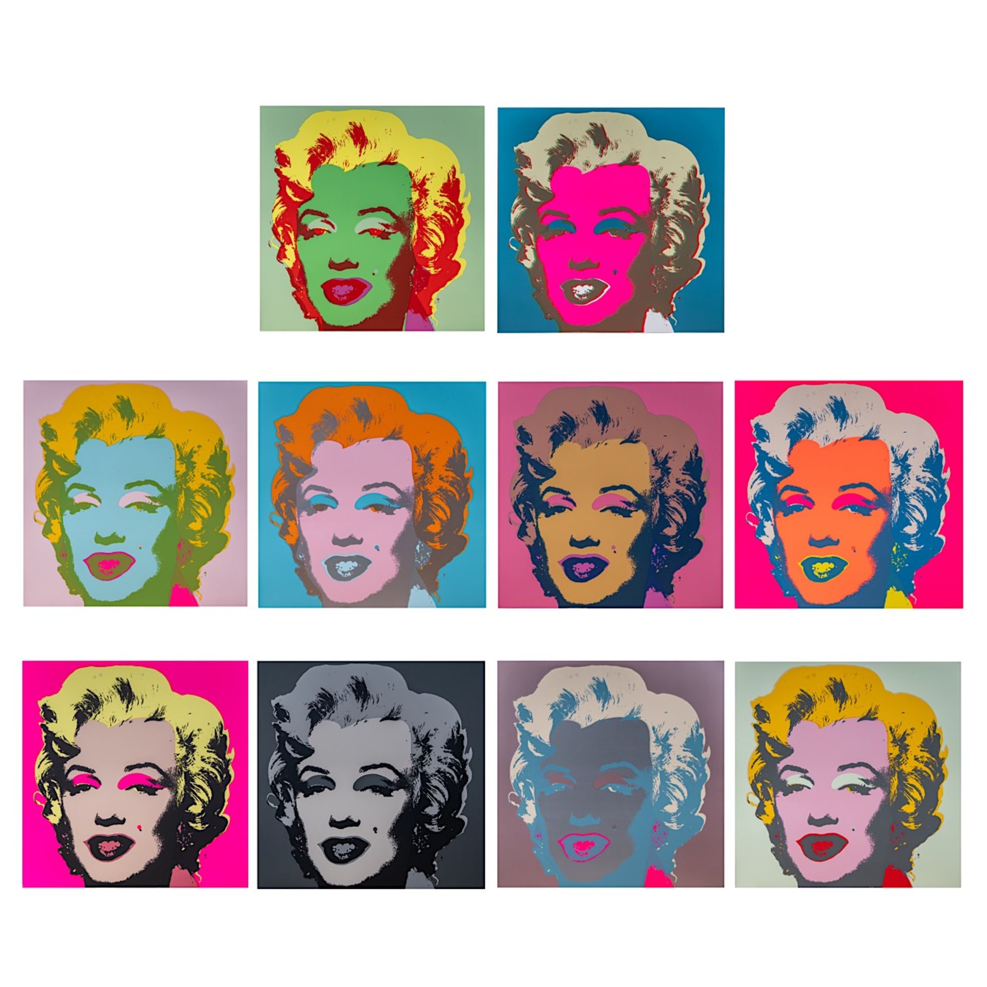 Andy Warhol (1928-1987), a set of 10 'Marylin Monroe' silkscreens in colours, Sunday B. Morning, edi