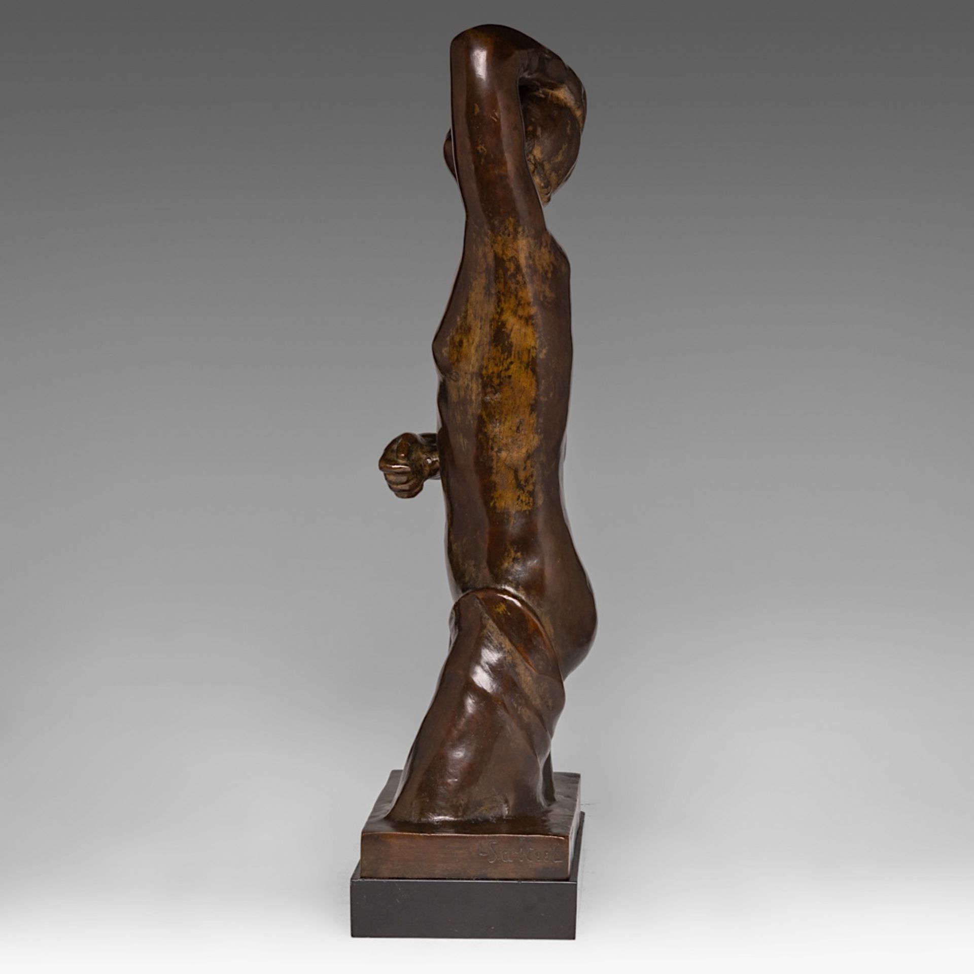 Leon Sarteel (1882-1942), Baigneuse, patinated bronze, casted by G. Vindevogel, Zwijnaarde, H 58 cm - Bild 4 aus 7