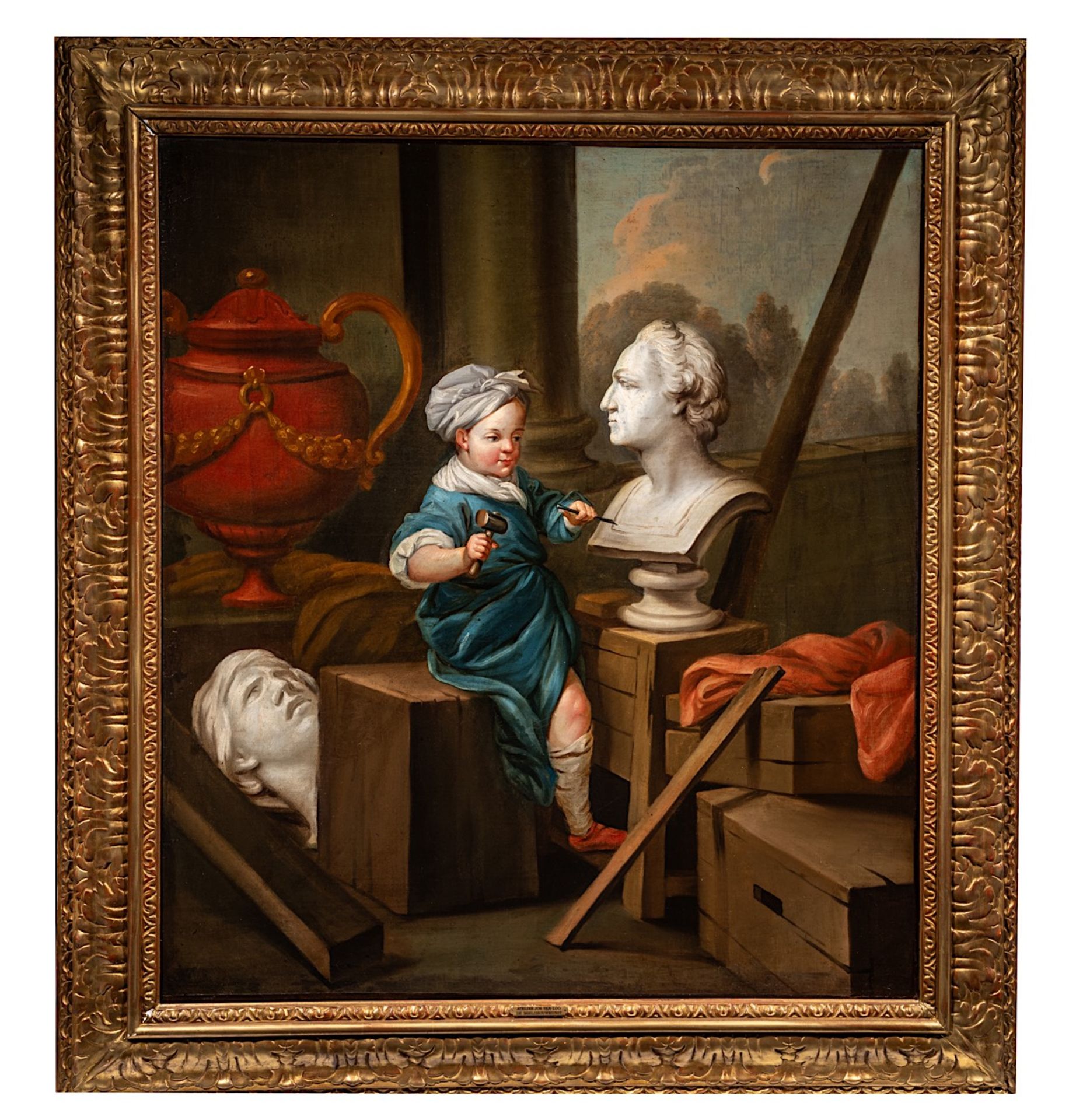 Attributed to Carle Van Loo (1705-1765), 'Sculpture', oil on canvas 95 x 88 cm. (37.4 x 34.6 in.), F - Image 2 of 7