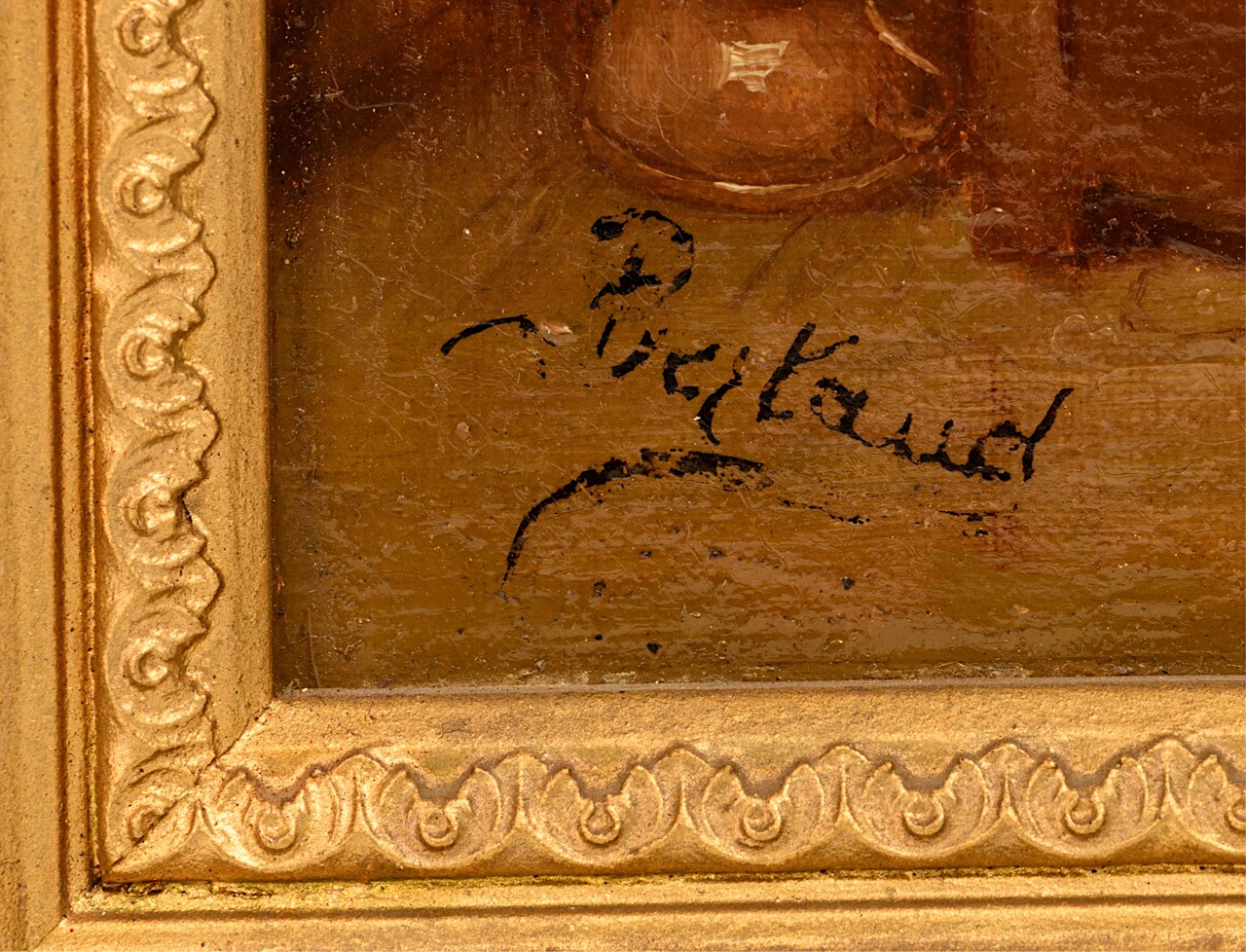 Cheradame Bertaud (1793-1829), the fortune teller, oil on canvas 36.5 x 48 cm. (14.3 x 18.9 in.), Fr - Image 4 of 8