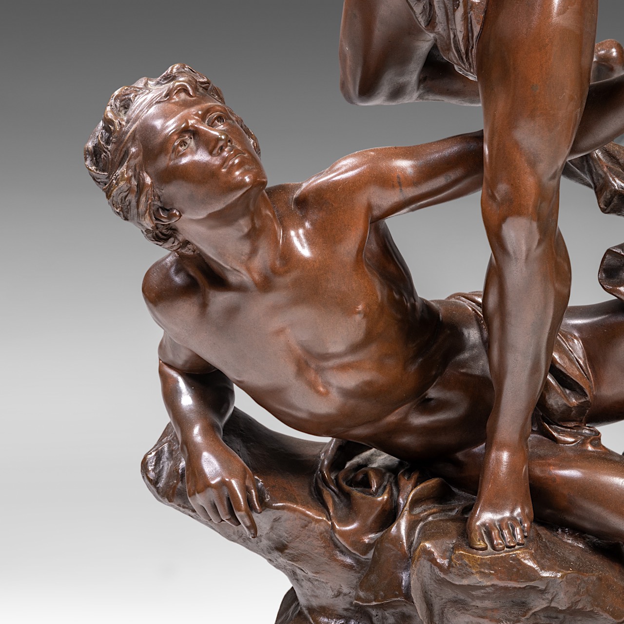 Charles Vital-Cornu (1851/53-1927), 'Le Reveil du Genie', patinated bronze on a Griotte marble base, - Image 11 of 11